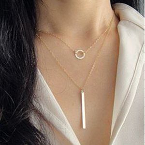 Gold Bar Drop Necklace